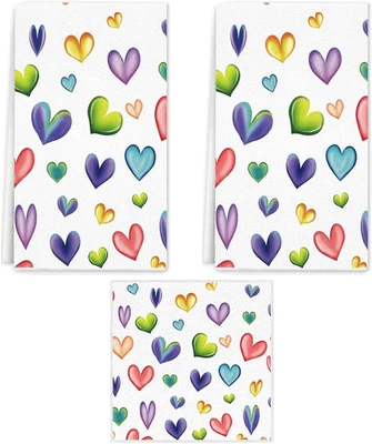 Pink Blue Love Heart Valentine's Day Kitchen Towels Dish Towels 16x24 Inch Lo... - Image 1 of 4