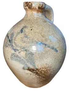 Brocca in gres smaltato sale in ceramica con uccellino blu cobalto 9 pollici - Foto 1 di 6