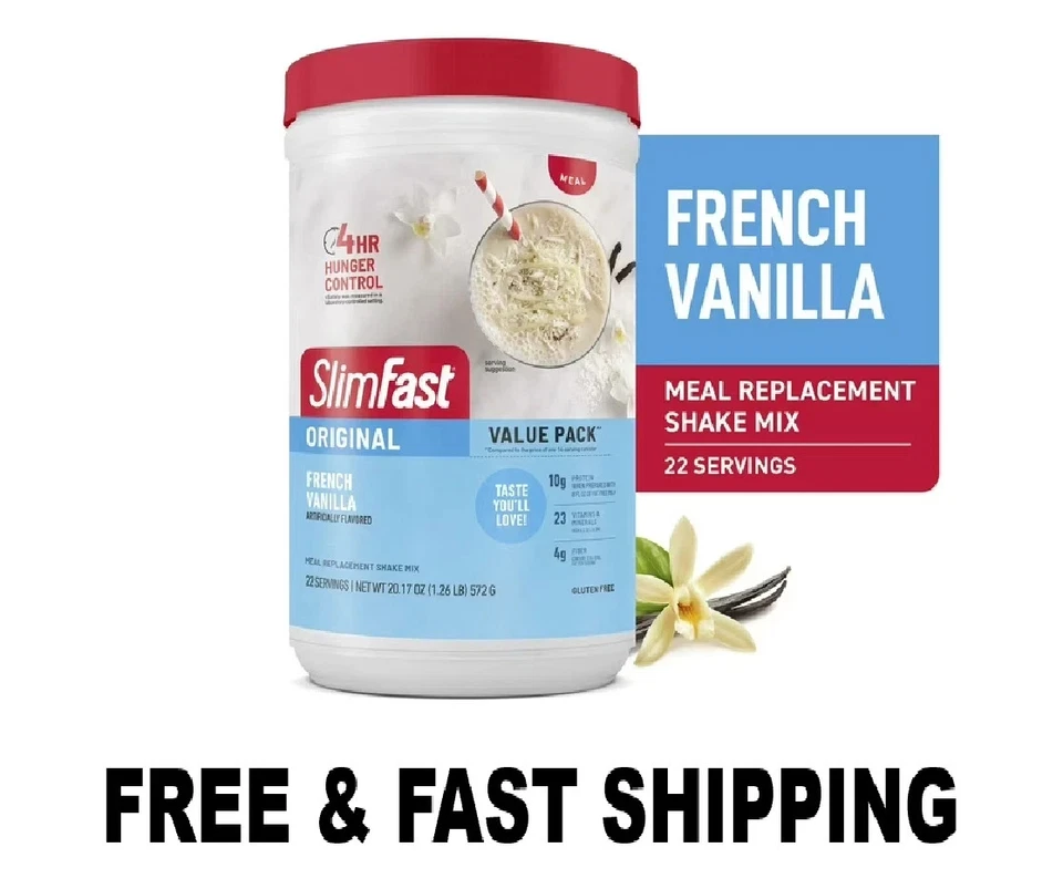 Mezcla batida de repuesto de comidas originales SlimFast, vainilla francesa, 22 porciones Foto 1 de 1