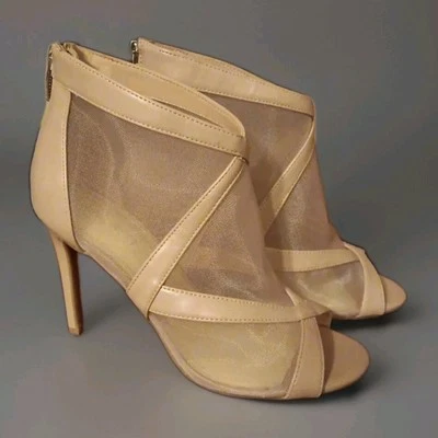 *Nine West* Botas de tacón para mujer, talla 7M, malva, transparentes, punta abierta, tobillo, tacón de 3 pulgadas Foto 1 de 4