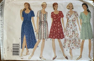 90's Butterick Easy TIERED DRESS w/ Raised Waist sewing pattern L/XL 16-22 UNCUT - Imagen 1 de 2