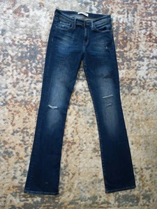 Flying Monkey High Rise Straight Blue Platinum Jeans Distressed Denim 26/33 Long - Picture 1 of 6