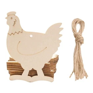 20pcs Hen Shaped Wood DIY Craft Cutouts Chicken Unfinished Wood Tags Ornament... - Picture 1 of 5