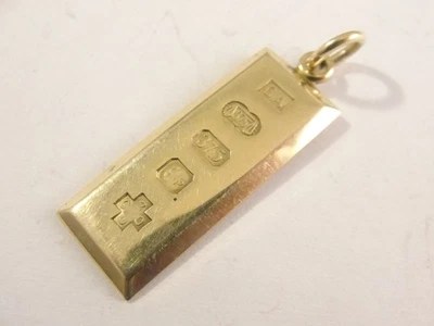 BARRA DE LINGOTES PANDANT de oro de 9 quilates con sello Birmingham 2000. 5,2 g Foto 1 de 2