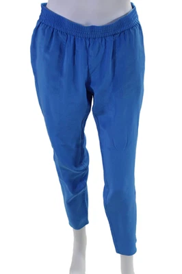 Pantalones Joie Mujer Seda Drapeados Cintura Elástica Sin Cordones Pierna Recta Azul Talla S Foto 1 de 4