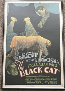 Poe's The Black Cat Gerahmt 1934 Filmplakat Boris Karloff Bela Lugosi Halloween - Bild 1 von 8