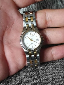 PULSAR Watch Date Stainless Steel Silver Gold Tone Vintage Y2k VX82-x287 WORKS - Picture 1 of 9
