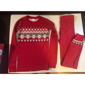 Hanna Andersson Red Heritage Fairisle Christmas Print Long John Pajamas Size 8 - Picture 1 of 7