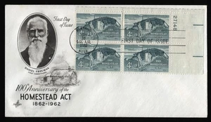 #1198 4c Homestead Act-Plate Block, Art Craft H/C [3] FDC *ANY 5=FREE SHIPPING** - Picture 1 of 1