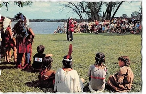 HÄUPTLING POOLAW Elchruf INDIAN ISLAND Maine Indianer 1960er Postkarte - Bild 1 von 2