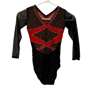 Dreamlight Wettkampf Gymnastik Turnanzug schwarz rot Strass 12-14 Kinder - Bild 1 von 5