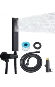 Square Matte Black Solid Brass Eco-Performance Hand Held Shower Head with Wal... - Picture 1 of 6