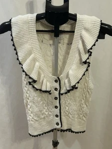 Anthropologie Maeve Knit White Sleeveless Blouse Women's size S - Picture 1 of 3