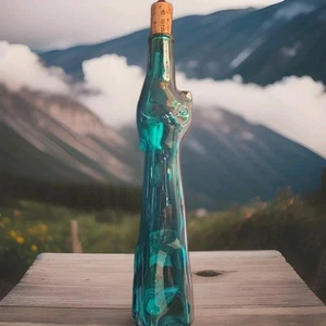 Rheinhessen Riesling 2020 Katze Figur Glasflasche, grüne Katze mit Korken - Bild 1 von 7