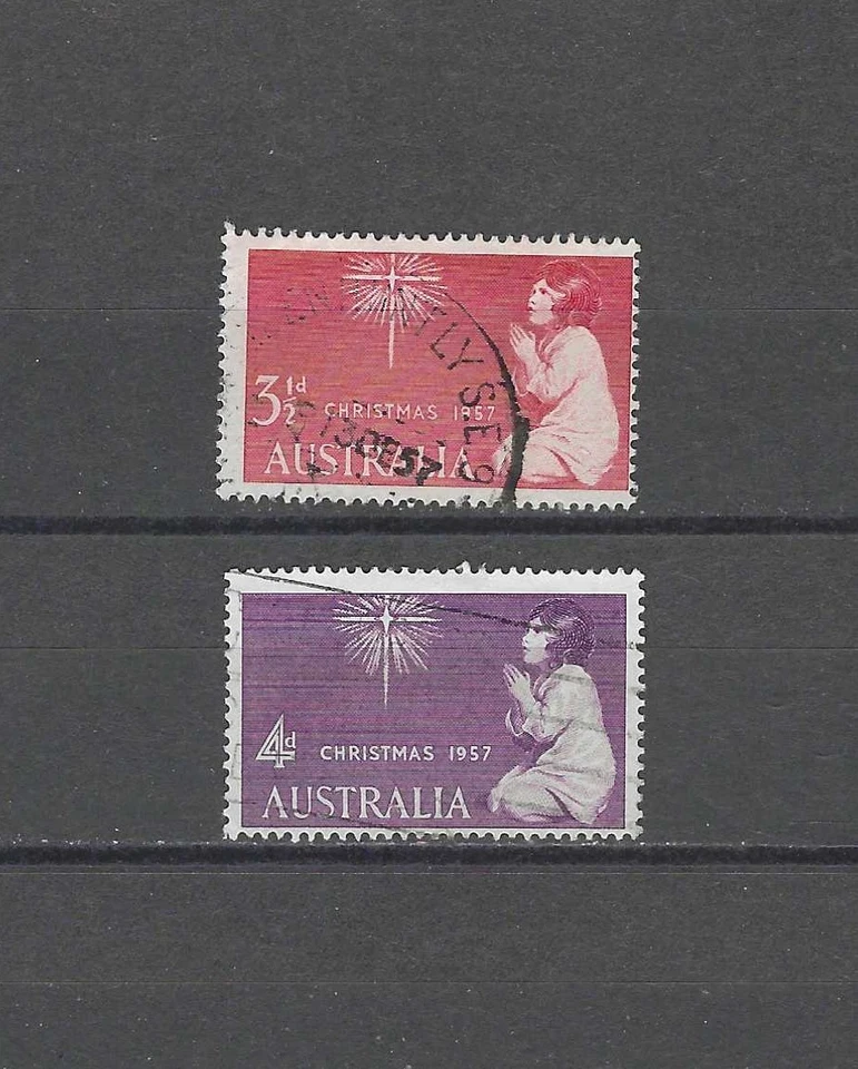 AUSTRALIA, 1957, NAVIDAD, JUEGO DE 2 SELLOS, PERF, USADO Foto 1 de 1