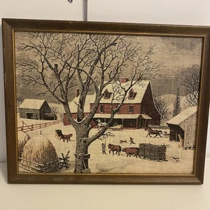 Quadro artistico originale vintage su tessuto corteccia novità casale incorniciato arte da parete - Foto 1 di 5