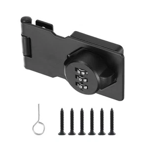 3.5" Combination Rotary Hasp Latch Lock 3-Digit Password Cabinet Black - Picture 1 of 7