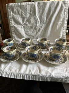 7 Vintage Mason's Regency Plantation Kolonial Tasse & Untertasse Sets mit Fuß - Bild 1 von 24