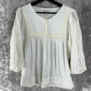 Ralph Lauren Denim Supply Size L Floral Embroidered Button Top Ivory Pullover - Picture 1 of 7