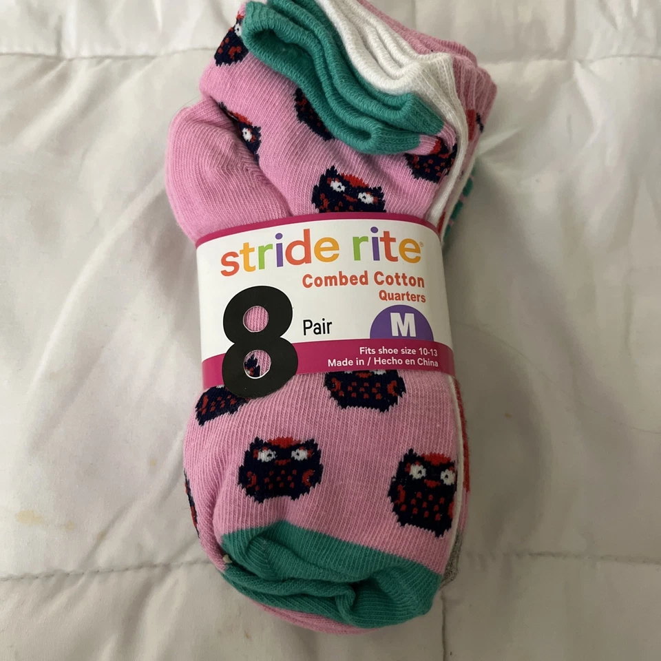 8 pares de calcetines medianos Stride Rite de algodón peinado talla de zapato 10-13 Foto 1 de 4