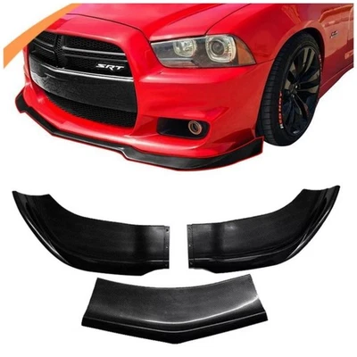 Front Bumper Body Spoiler Lip Fits For 2011-2014 Dodge Charger SRT Carbon Color - Imagem 1 de 2