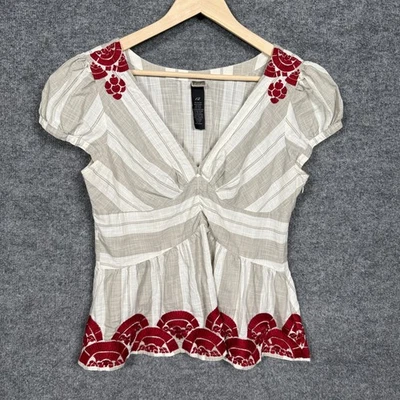 Babydoll Lithe para mujer talla 12 peplum sol medianoche marfil cuello en V bordado Foto 1 de 4