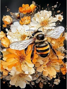 Paint by Numbers for Adults - Bee Flowers DIY Painting Art Kit Home Wall... - Picture 1 of 9