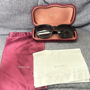 Gucci GG1140SK 001 Oversize Square Sunglasses Black Frame Gray Lens Italy - Picture 1 of 6