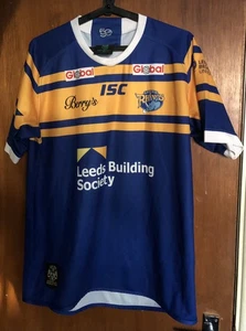 Leeds Rhinos Jersey Rugby Shirt Yellow Blue ISC XL 2015 Used - Picture 1 of 3