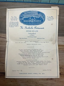 1940s The Stockholm Restaurants Dinner Deluxe Menu NYC Long Island B40 - Picture 1 of 4