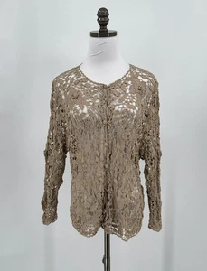 Suéter Cárdigan Harari Beige Crochet Abierto Talla Única Manga Larga - Imagen 1 de 5