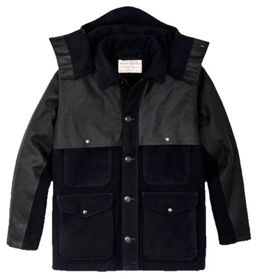 Filson Mackinaw Wool Double Coat - XS & S - 20263381 Dark Navy Waxed Tin Cloth - Image 1 of 4