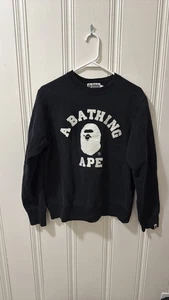 A Bathing Ape College Crewneck Sweatshirt Black Size M medium BAPE street wear - Picture 1 of 7