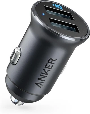 Cargador Coche Anker 320 (24W II), Mini Aleación Aluminio Doble USB con Azul Negro  Foto 1 de 4