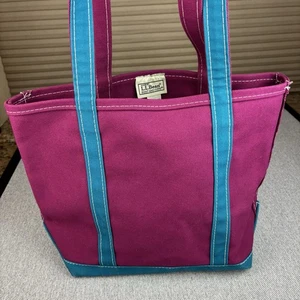 Vintage LL BEAN Boat & Tote Bag Magenta Pink Teal Green Medium Large USA NICE!!! - Bild 1 von 24