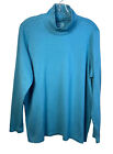 COLDWATER CREEK Women's Sz 1X Blue Stand Neck Tee Turtle Long Sleeve Soft Top