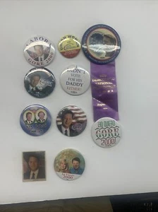 2000 Gore Lieberman Presidential Political Democrat Campaign Button LOT OF 9 - Picture 1 of 12