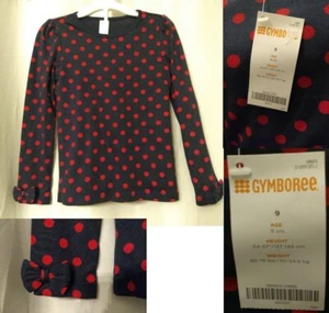 NEW GYMBOREE Girls Long Sleeve Cotton Shirt Navy Red Girls 8 9 10 NWT +free mask - Picture 1 of 1