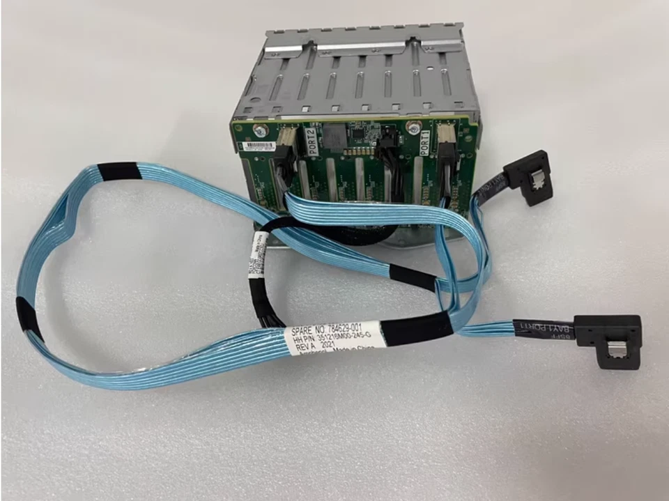 HP DL380G10 8SFF hard drive cage 871388-001 832305-002 766957-001 w/ 2 cables - Image 1 of 4