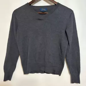 Polo Ralph Lauren Boys Gray V Neck Sweater Size M - Picture 1 of 9