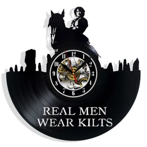 Real Men Wear Kilts Vinyl Wall Clock Gift Birthday Holiday Art Home Decor - Picture 1 of 5
