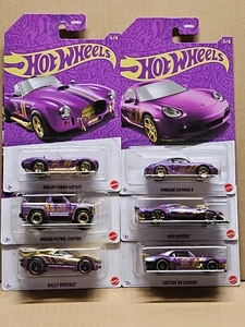 Hot Wheels 2025 57th Anniversary Pearl and Chrome Purple MIX 2 Set of 6 W Chase - Picture 1 of 1