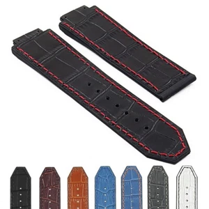 DASSARI S4 Croc Leather & Rubber Watch Band for Hublot Big Bang & Classic Fusion - Picture 1 of 35