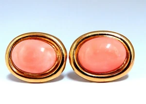 19mm Natural Coral Clip Earrings 14kt - Picture 1 of 5