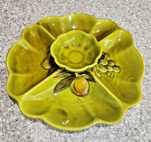 VINTAGE - 1966 Los Angeles Potteries Calif USA - Chip & Dip Divided Platter - Picture 1 of 7