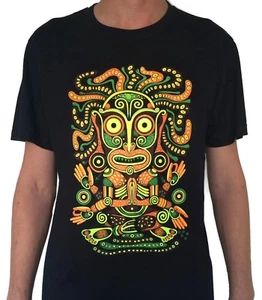 IDOL Men's T-Shirt Glow UV-Blacklight Neon Psychedelic Art Goa Festival Trance - Picture 1 of 4