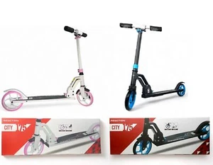 Folding Kick Scooter 2 Big 175MM Wheels Teen Adult Ride On Adjustable Rear Brake - Picture 1 of 28