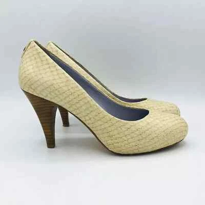 Zapato Johnston & Murphy Mujer Talla 7.5M Beige Tacones Stiletto Estampado Serpiente Sin Cordones Foto 1 de 4