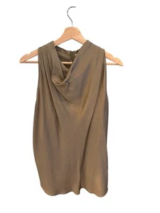 Helmut Lang Gold Sleeveless Draped Neck Blouse With Back Zipper Closure - Picture 1 of 13