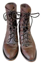 Abilene Packer Boots 6.5 Kiltie Western Brown Cottage Prairie Lace Up - Picture 1 of 10